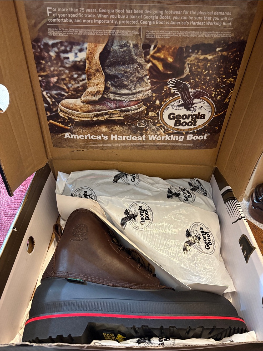 Georgia Boot MudDog Waterproof Steel Toe Work Boot with Red Stripe  11  NWT